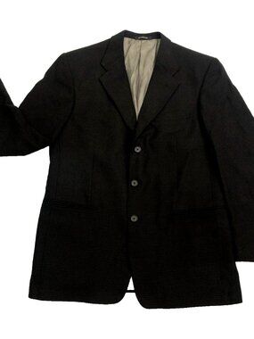 Vintage Givenchy Monsieur Worsted Suit Jacket Blazer Plaid Dark Brown 42R